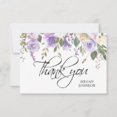 Waterverf Floral Lavender Paarse Bridal Wedding Bedankkaart (Voorkant)