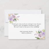 Waterverf Floral Lavender Paarse Bridal Wedding Bedankkaart (Achterkant)
