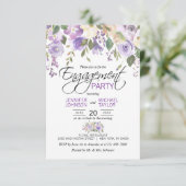Waterverf Floral Lavender Paarse ENGAGTY Kaart (Staand voorkant)