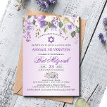 Waterverf Floral Lavender Paarse Star Bat Mitzvah Kaart<br><div class="desc">Eenvoudig elegant bloemetvormig bouquetontwerp in waterverf (waterverf) groen groen,  lavender,  paars,  violet,  lila,  wazige roze,  perzik,  witte rozen/pony op witte achtergrond en donkergroene sage letters. Fijne BBT MITZVAH uitnodigingen voor meisjes. Ster van David in het midden.</div>