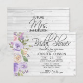 Waterverf Floral Lavender Rustic Vrijgezellenfeest Kaart (Voorkant / Achterkant)