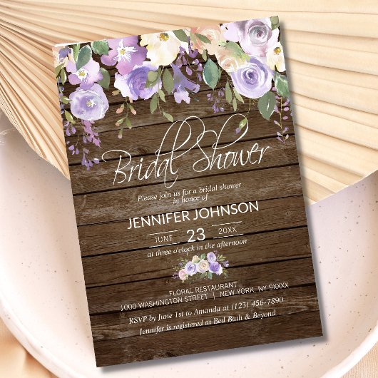 Waterverf Floral Lavender Rustic Vrijgezellenfeest Kaart