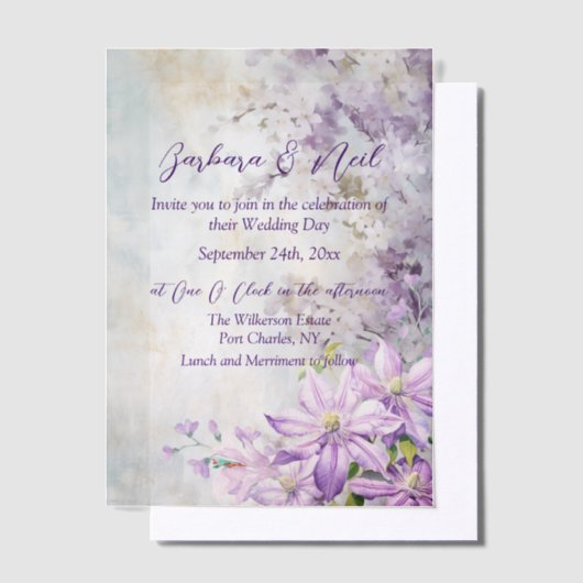 Waterverf Floral Lavender Vellum Uitnodigingen (Offset)