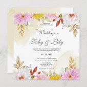 Waterverf Floral Leaves Invitation (Voorkant / Achterkant)