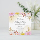 Waterverf Floral Leaves Invitation (Staand voorkant)