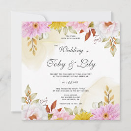 Waterverf Floral Leaves Invitation