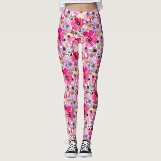 Waterverf Floral Leggings (Voorkant)