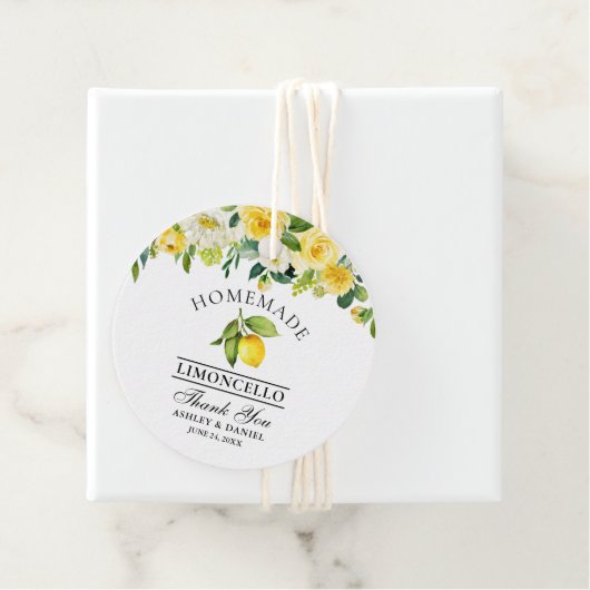 Waterverf Floral Lemon Limoncello Bedankt Bedankjes Labels (In situ)