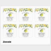 Waterverf Floral Lemon Limoncello Bruiloft Vierkante Sticker (Vel)