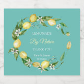 Waterverf Floral Lemon Mint kleur Likeurfles Etiket (Enkel label)