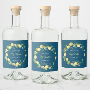 Waterverf Floral Lemon Ocean Blue Likeurfles Etiket