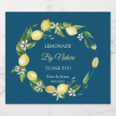 Waterverf Floral Lemon Ocean Blue Likeurfles Etiket (Enkel label)