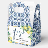 Waterverf Floral Lemon Positano Blauwe Tegel Bedankdoosjes (Geopend)