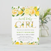 Waterverf Floral Lemons Baby shower Kaart (Staand voorkant)