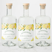 Waterverf Floral Lemons Homemade Limoncello Likeurfles Etiket (Flessen)
