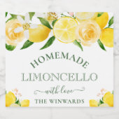 Waterverf Floral Lemons Homemade Limoncello Likeurfles Etiket (Enkel label)