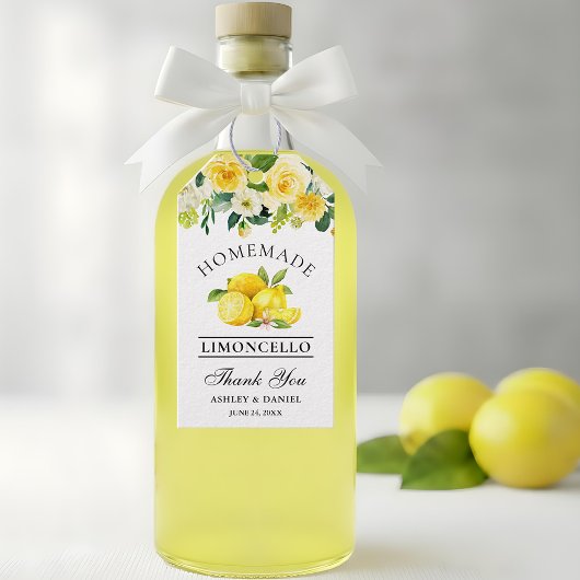 Waterverf Floral Lemons Limoncello Wedding Cadeaulabel