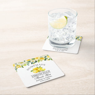 Waterverf Floral Lemons Limoncello Wedding Kartonnen Onderzetters