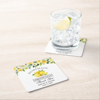 Waterverf Floral Lemons Limoncello Wedding Kartonnen Onderzetters