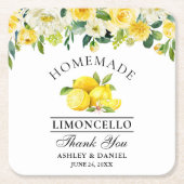 Waterverf Floral Lemons Limoncello Wedding Kartonnen Onderzetters (Voorkant)