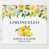 Waterverf Floral Lemons Limoncello Wedding Likeurfles Etiket (Enkel label)