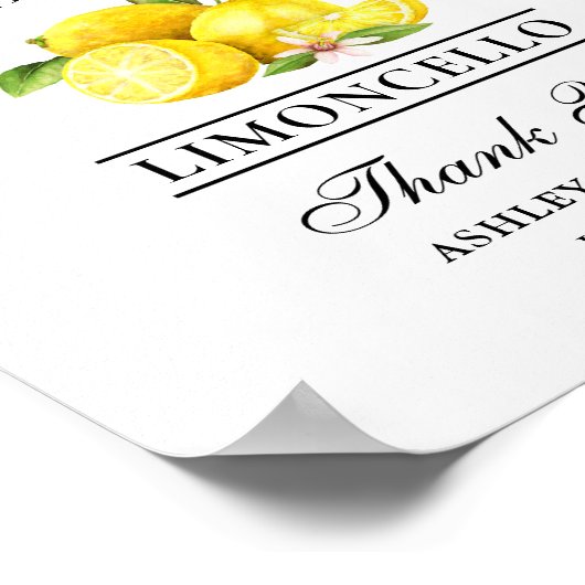 Waterverf Floral Lemons Limoncello Wedding Poster (Hoek)