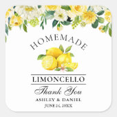 Waterverf Floral Lemons Limoncello Wedding Vierkante Sticker (Voorkant)