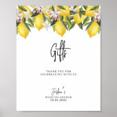 Waterverf Floral Lemons Wedding Shower Gifts Poster (Voorkant)