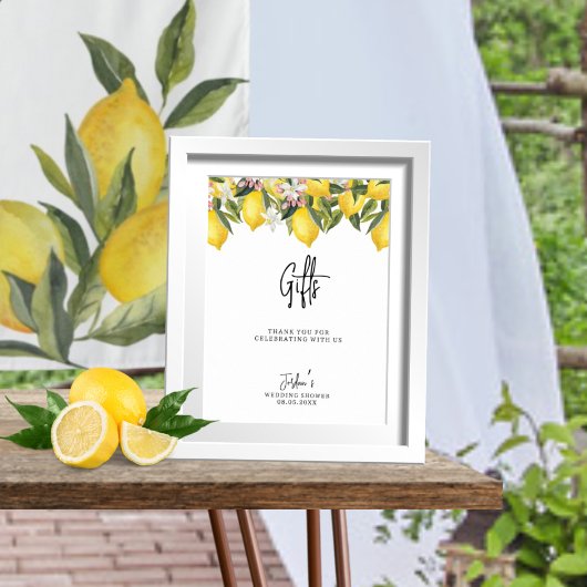 Waterverf Floral Lemons Wedding Shower Gifts Poster