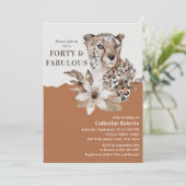 Waterverf Floral Leopard 40e verjaardag Kaart (Staand voorkant)