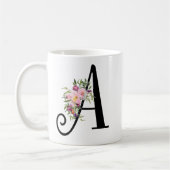 Waterverf Floral Letter A, Monogram Art Mok (Links)