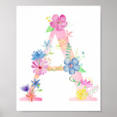 Waterverf Floral Letter A Poster (Voorkant)
