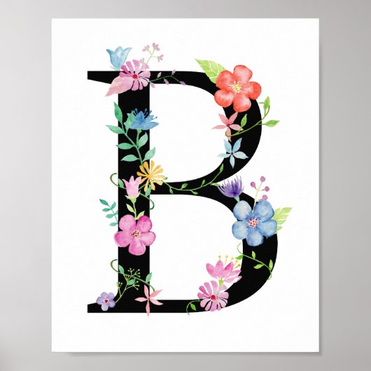 Waterverf Floral Letter B Poster (Voorkant)