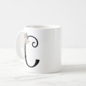 Waterverf Floral Letter C, Monogram Art Mok (Voorkant links)