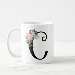 Waterverf Floral Letter C, Monogram Art Mok