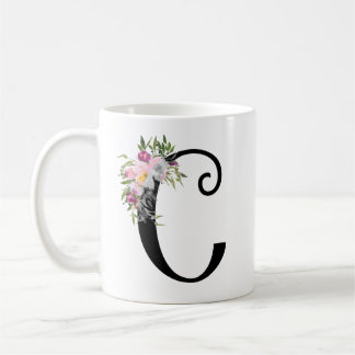 Waterverf Floral Letter C, Monogram Art Mok