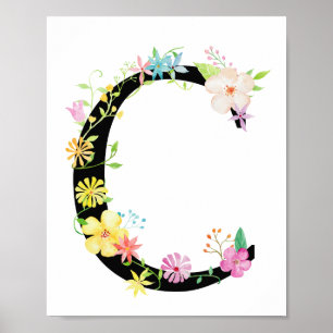 Waterverf Floral Letter C Poster