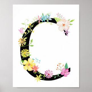 Waterverf Floral Letter C Poster