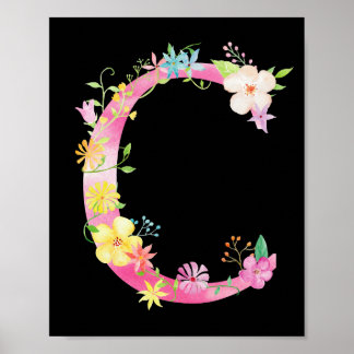 Waterverf Floral Letter C Poster