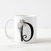 Waterverf Floral Letter D, Monogram Art Mok (Links)