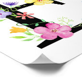 Waterverf Floral Letter E Poster (Hoek)