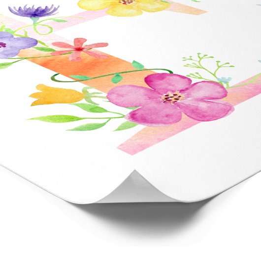 Waterverf Floral Letter E Poster (Hoek)