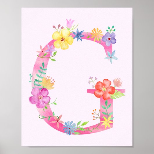 Waterverf Floral Letter G Poster (Voorkant)
