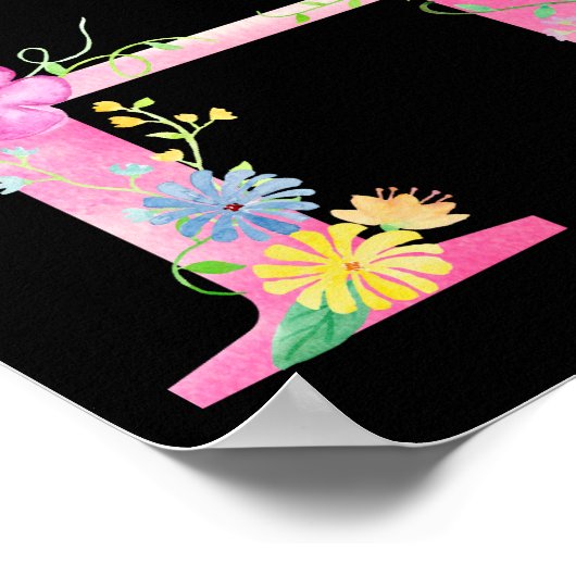 Waterverf Floral Letter H Poster (Hoek)