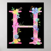 Waterverf Floral Letter H Poster (Voorkant)