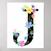 Waterverf Floral Letter J Poster (Voorkant)