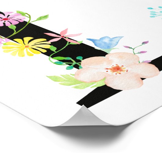 Waterverf Floral Letter L Poster (Hoek)