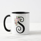 Waterverf Floral Letter S, Monogram Art Mok (Links)