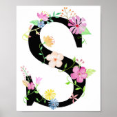Waterverf Floral Letter S Poster (Voorkant)