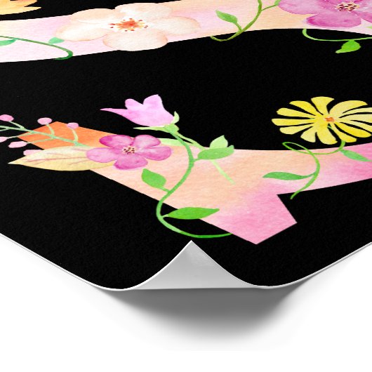 Waterverf Floral Letter S Poster (Hoek)